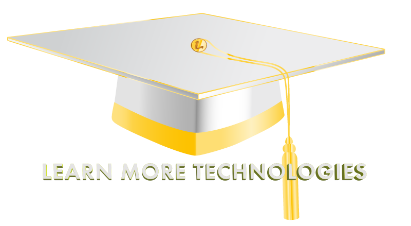 learn more tech White doctorate graduation cap with gold trim.