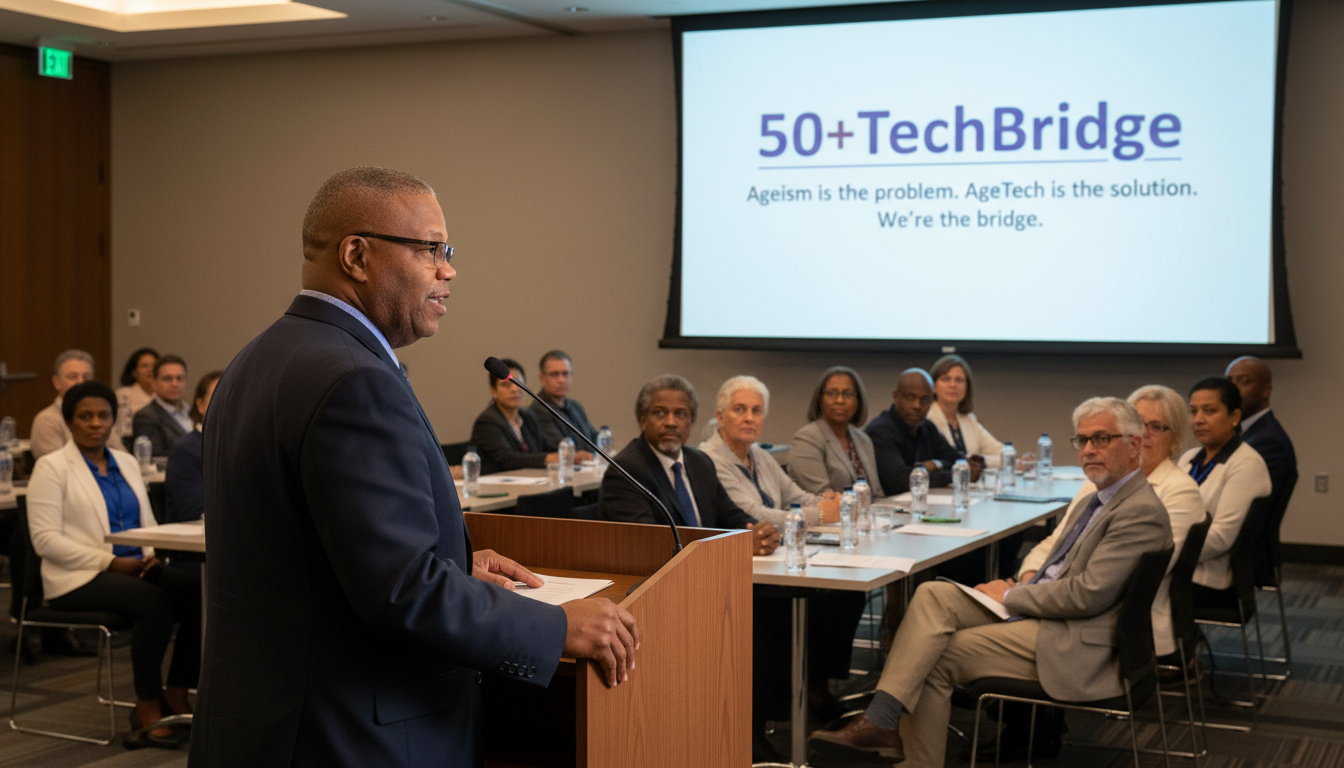 Brian Presenting 50+techbridge workshop